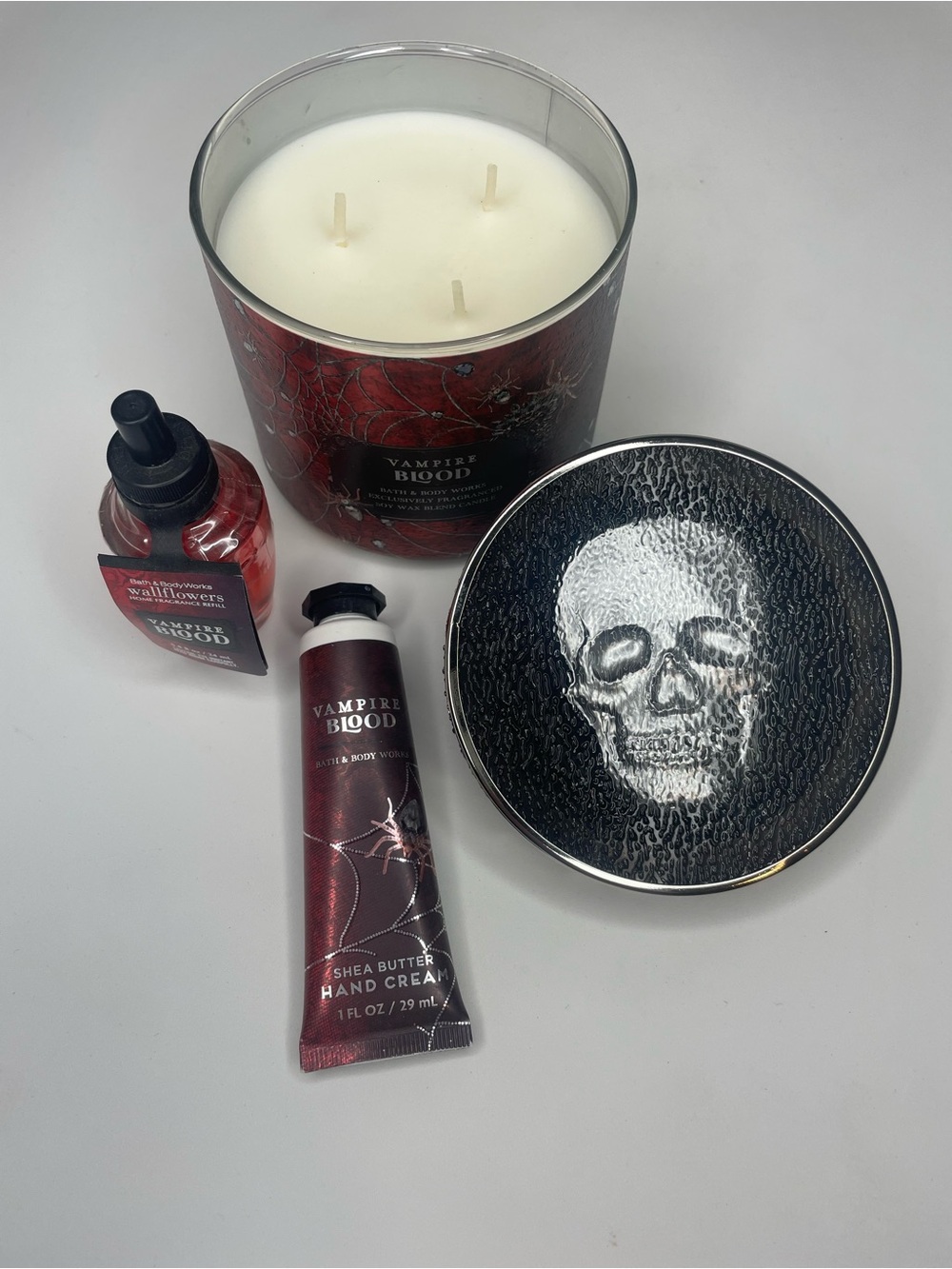 Vampire Blood Scented Candle, Hand Lotion, Wallflower Refill Set - Red and Black